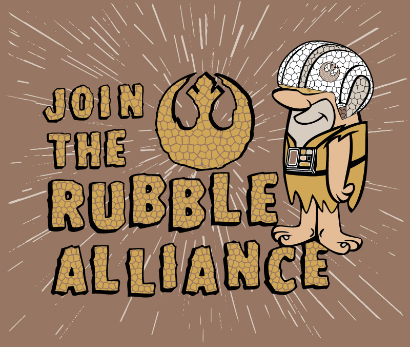 Join the Rubble Alliance, Star Wars / Flintstones mashup t-shirt design